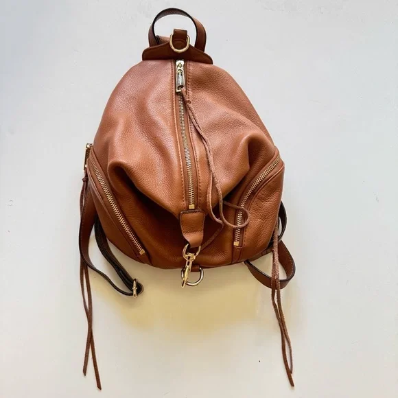 Rebecca Minkoff Tan Leather Backpack with Silver Accents Rebecca Minkoff Genuine Leather Backpack Tan With Silver  main image 4